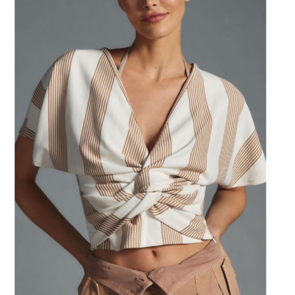 Anthropologie bishop + young Striped Twist-Front Top